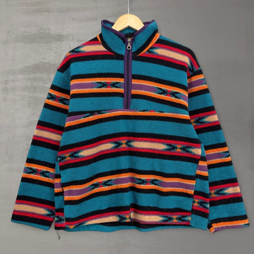 Vintage Woolrich Fleece Pullover Aztec Quarter Zip Sweater Women's Large